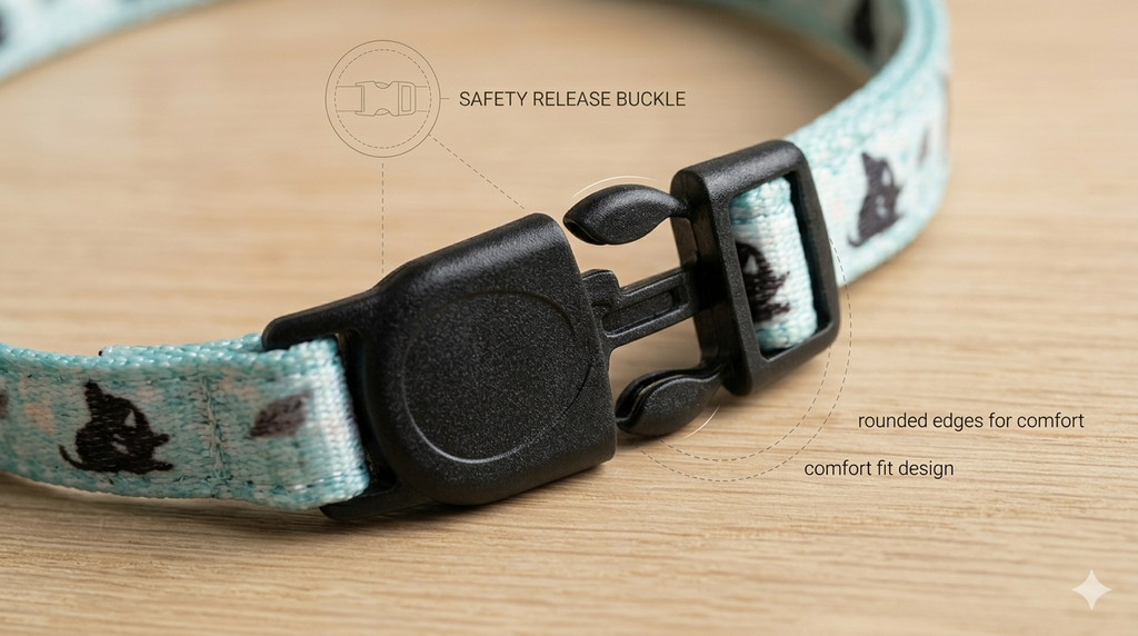 Premium Glow-in-the-Dark Cat & Dog Collar – Adjustable Reflective Design with Safety Breakaway Buckle and Bell, Teal