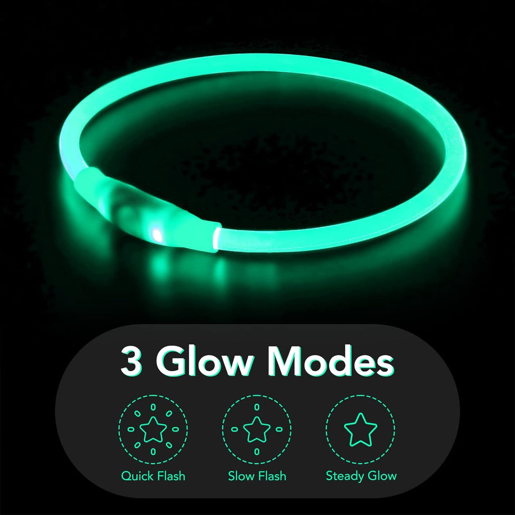 LED Dog Collar - Rechargeable TPU Glow Safety Collar for Dogs of All Sizes (Cyan)