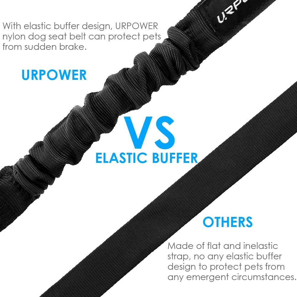 2-Pack Adjustable Dog Seat Belt with Retractable Harness and Elastic Bungee Buffer, Heavy-Duty 360-Degree Swivel Design for Pet Safety