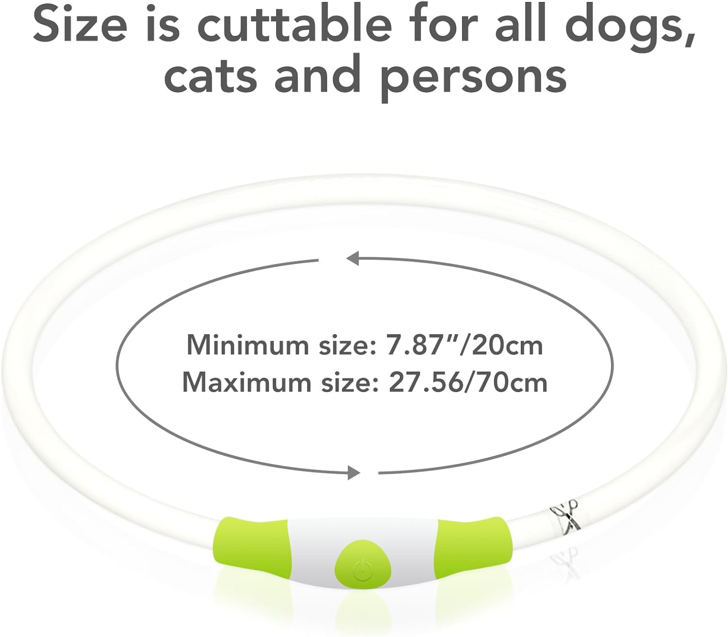 LED Dog Collar - Rechargeable TPU Glow Safety Collar for Dogs of All Sizes (Cyan)