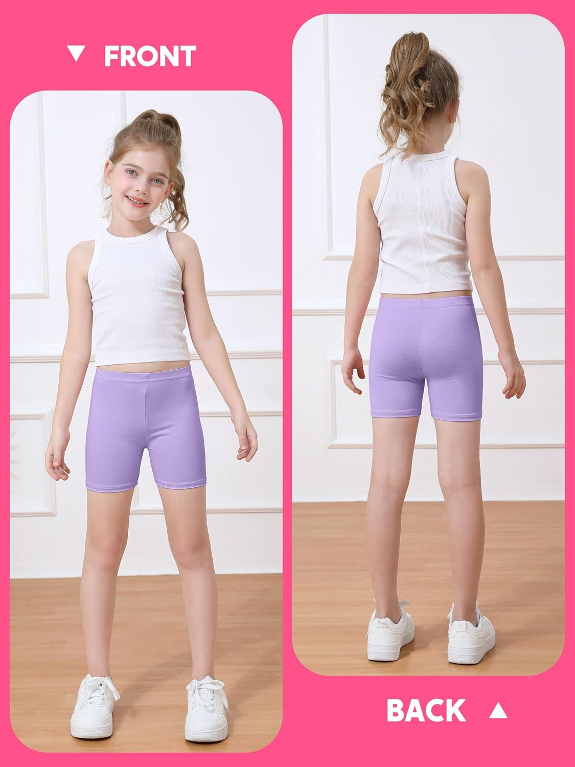 6 Pack Girls Cotton Biker Cartwheel Shorts Kids Safety under Dress Dance Shorts