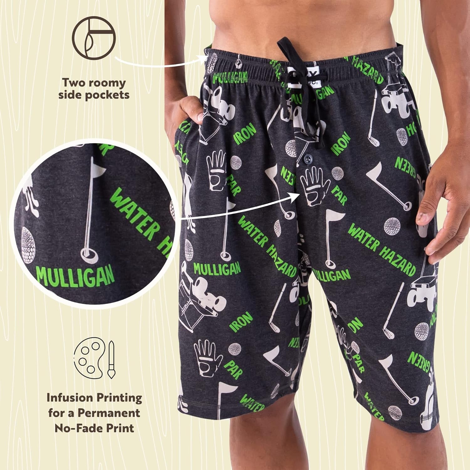 Pajama Shorts for Men, Men'S Pajama Bottoms, Soft Shorts with Pockets, Sleepwear