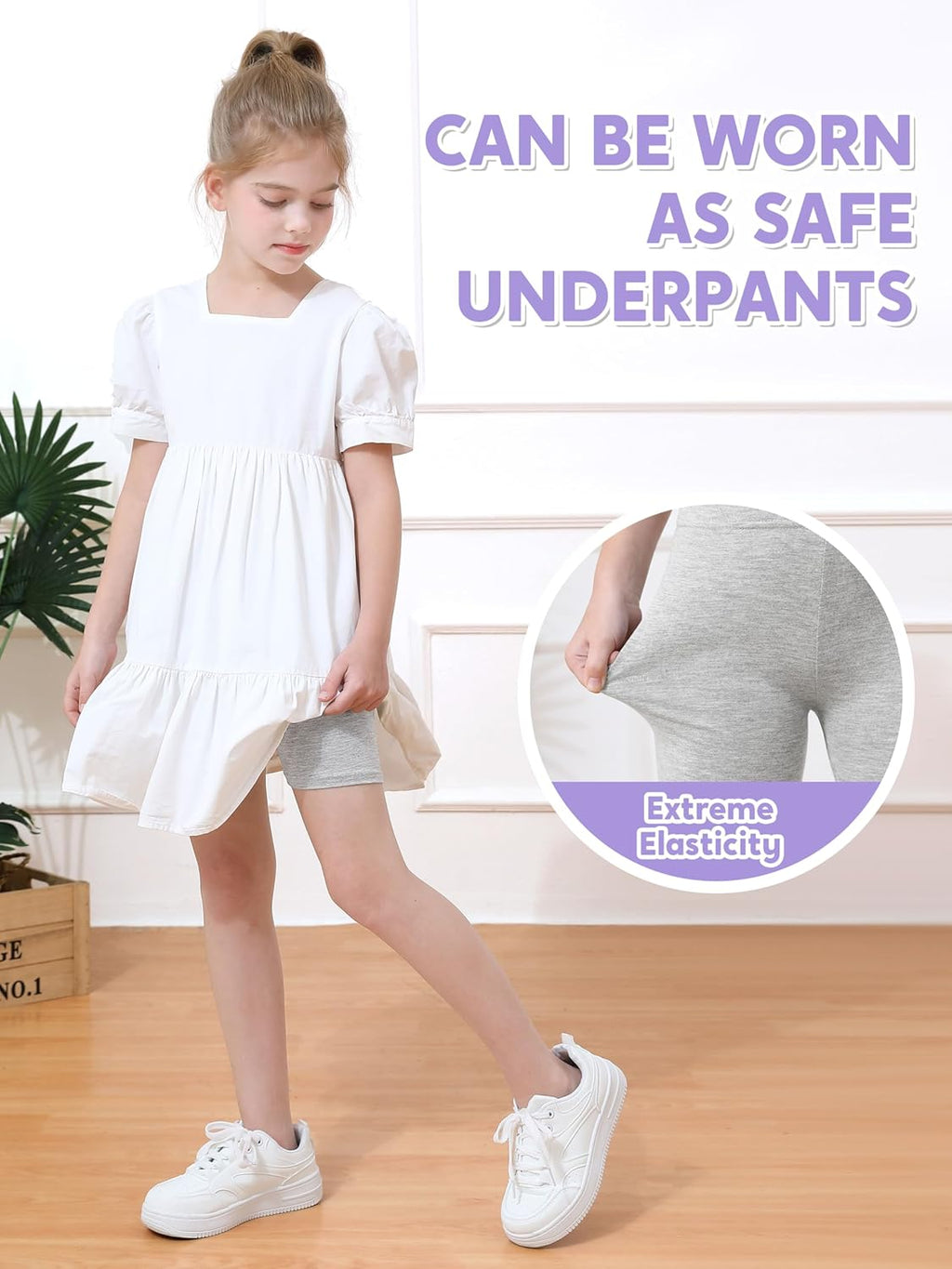 6 Pack Girls Cotton Biker Cartwheel Shorts Kids Safety under Dress Dance Shorts