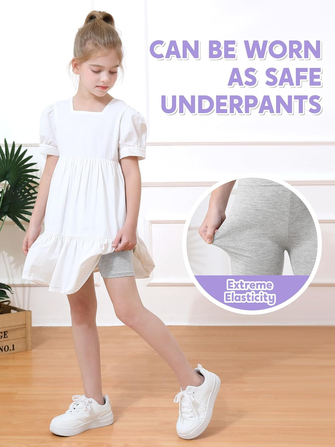 6 Pack Girls Cotton Biker Cartwheel Shorts Kids Safety under Dress Dance Shorts