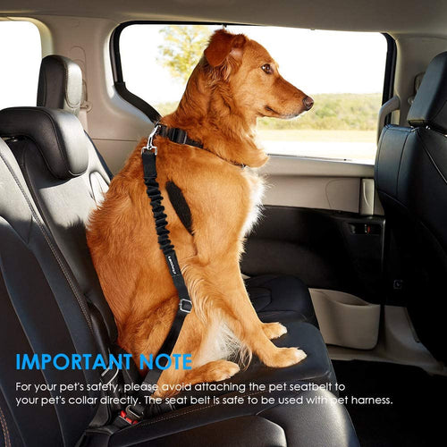 2-Pack Adjustable Dog Seat Belt with Retractable Harness and Elastic Bungee Buffer, Heavy-Duty 360-Degree Swivel Design for Pet Safety