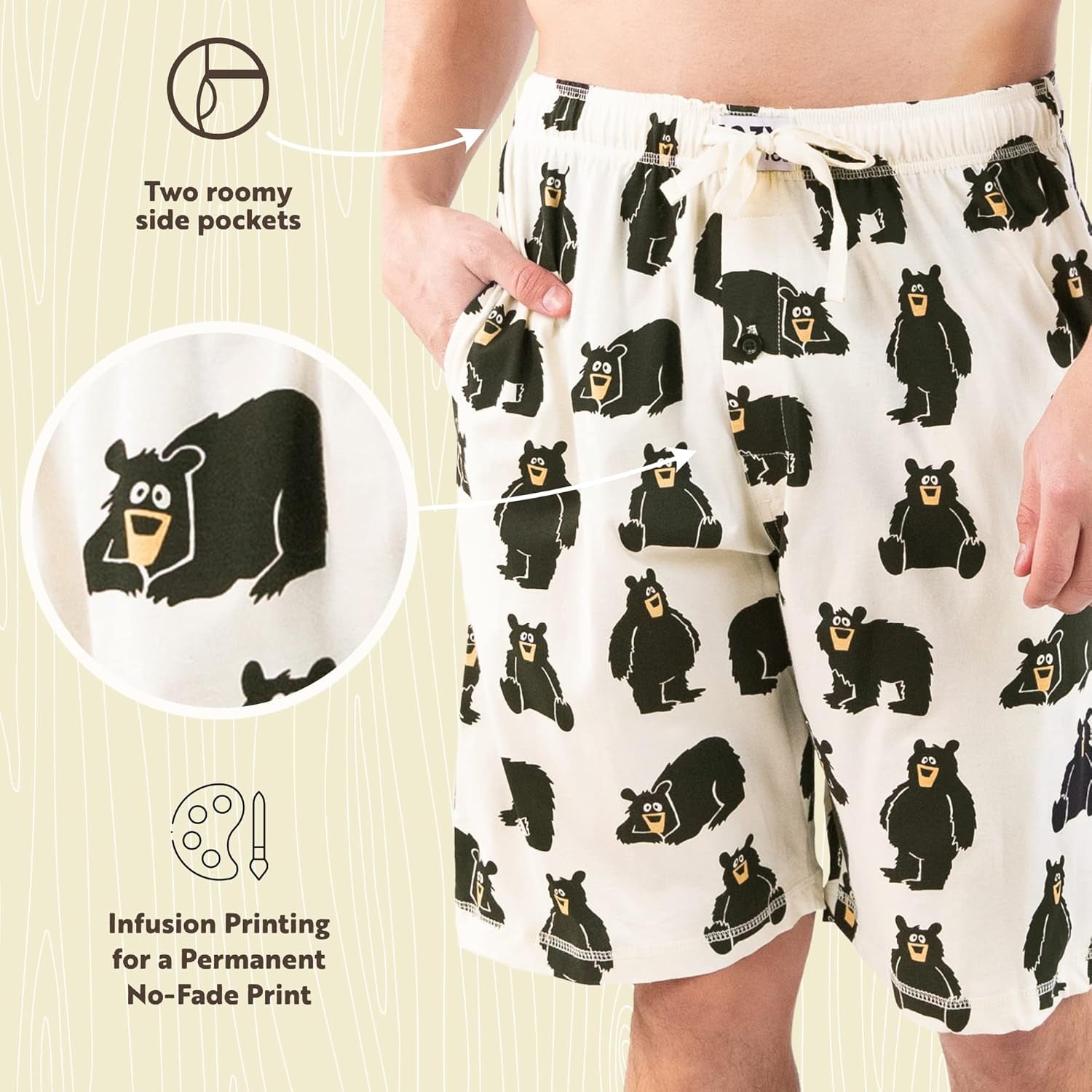 Pajama Shorts for Men, Men'S Pajama Bottoms, Soft Shorts with Pockets, Sleepwear