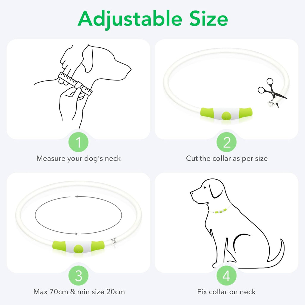 LED Dog Collar - Rechargeable TPU Glow Safety Collar for Dogs of All Sizes (Cyan)