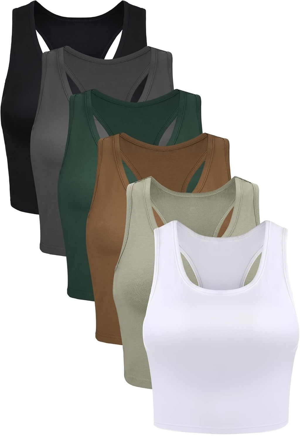 6 pieces Women's Basic Racerback Crop Tank Tops – Multipack for Daily Wear
