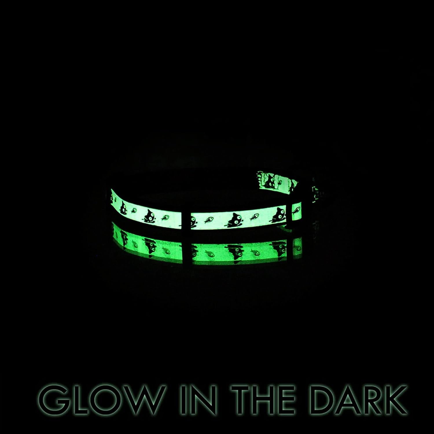 Premium Glow-in-the-Dark Cat & Dog Collar – Adjustable Reflective Design with Safety Breakaway Buckle and Bell, Teal